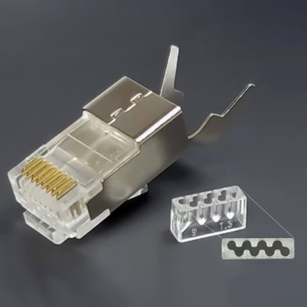 Picture of Shireen Inc CON-RJ45-C6-100 CAT-C6 RJ45 Smart Feed Connector - 100pk