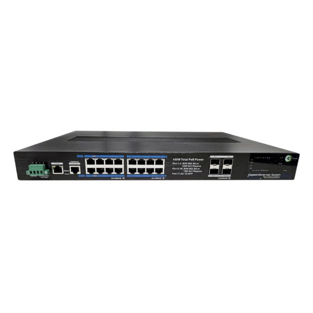 Picture of Tycon Power Systems TP-SW16GBT/AT/PSV-U PoE Switch 16-Port L3