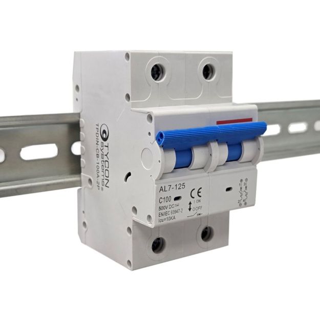 Picture of Tycon Power Systems TPDIN-CB-100A-2P 5000VDC 100A Circuit Breaker 2 Pole DIN Mount