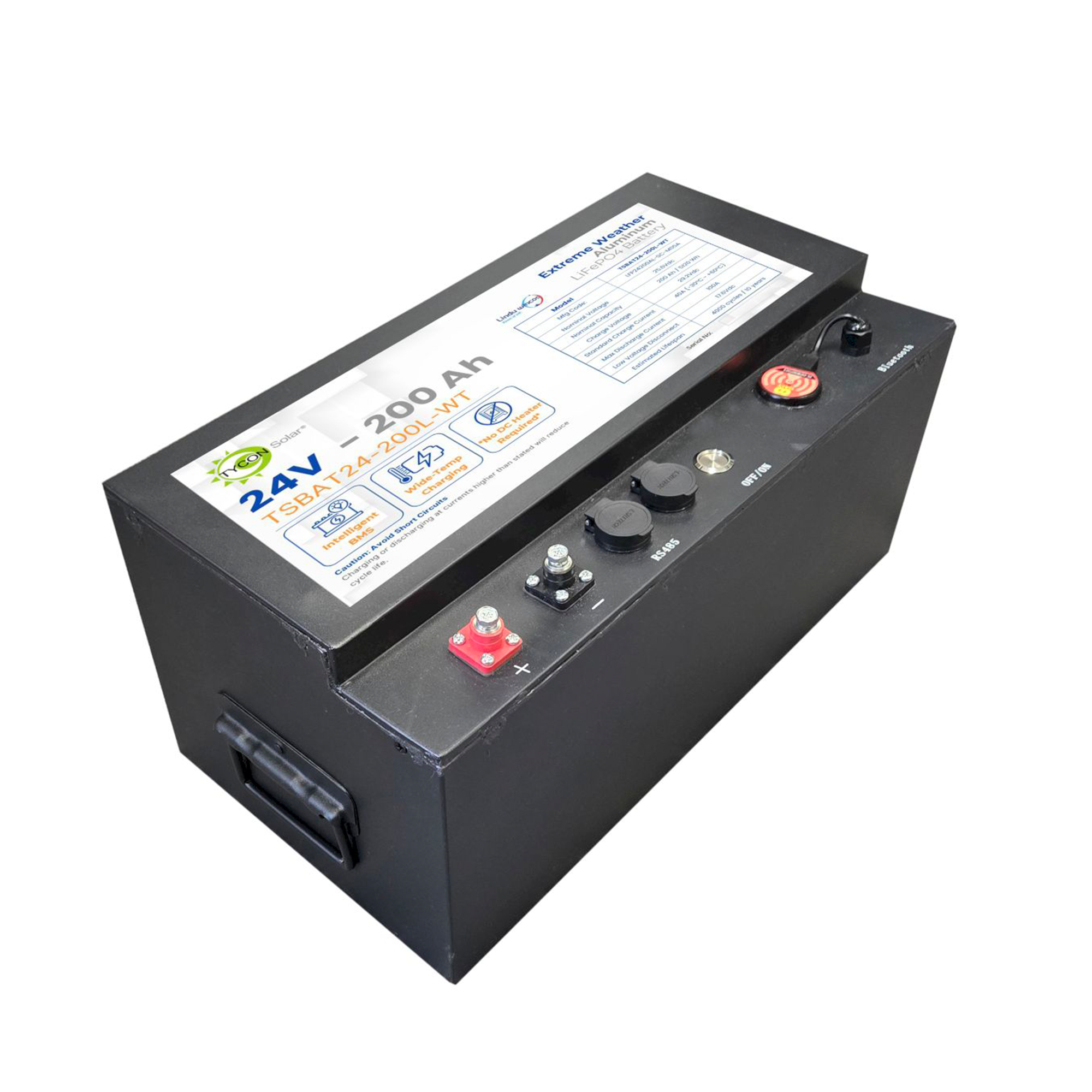 Tycon Power Systems TSBAT24-200L-WT 24V 200AH Wide Temp Aluminum LFP Battery w/ 6mm Screw Terminals