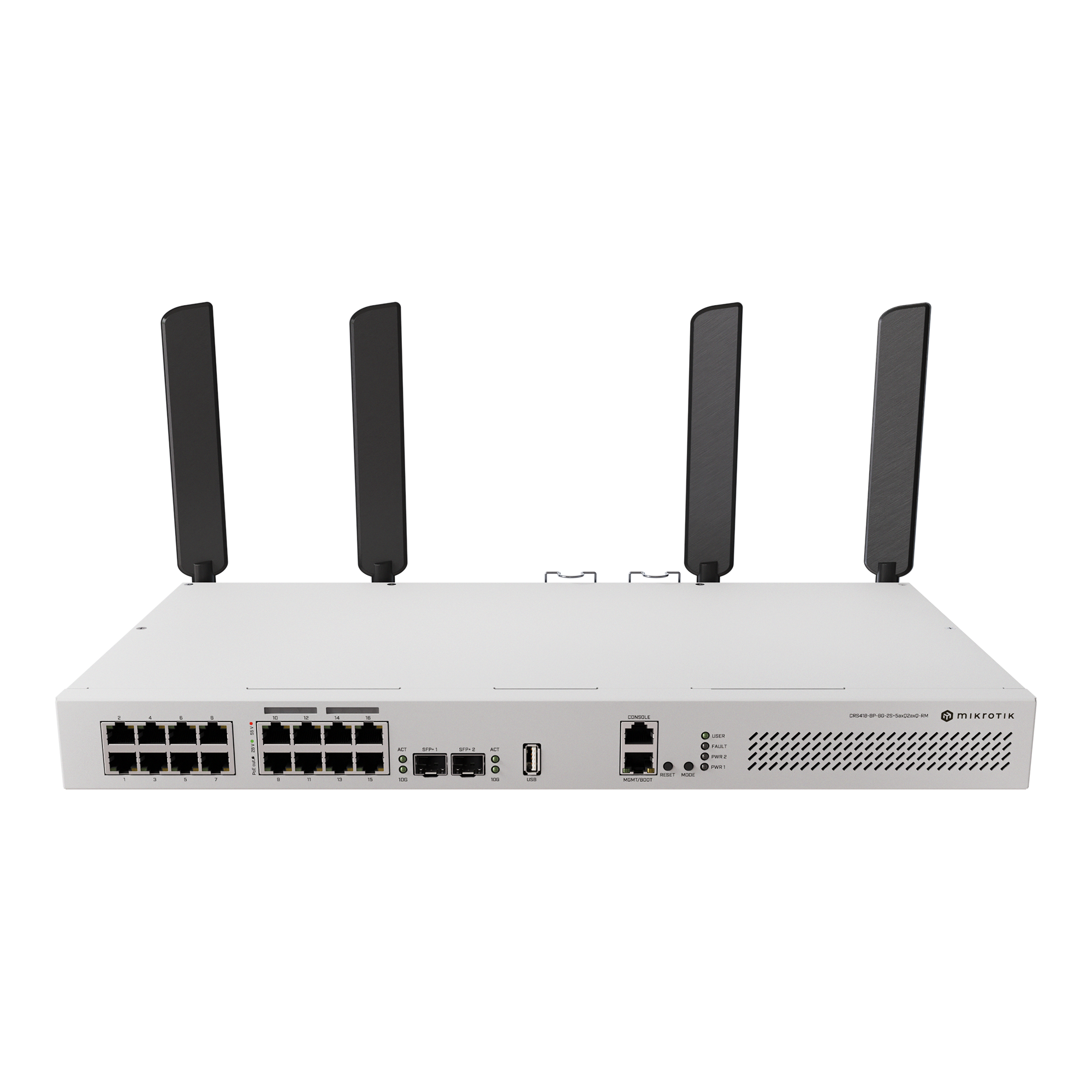 MikroTik CRS418-8P-8G-2S+5axQ2axQ-RM-US Cloud Router Switch 2208MHz 17xEthernet 2xSFP+ WiFi 6 US
