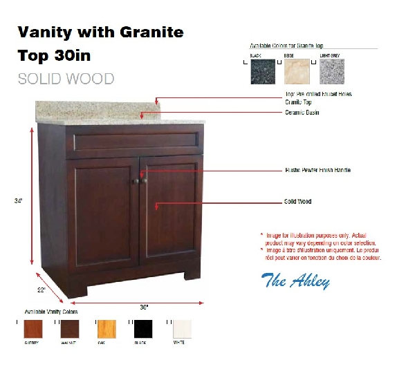 Picture of Vanity with Granite Top 30in Grey