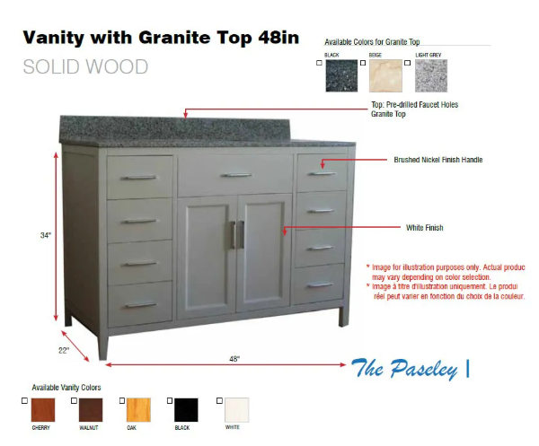 Picture of Vanity with Granite Top 48in Grey