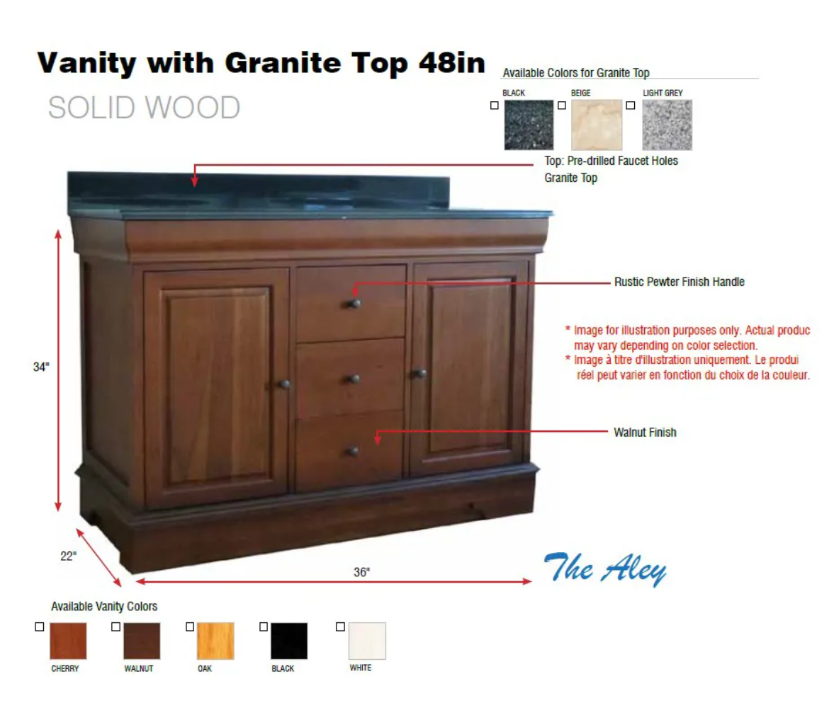 Picture of Vanity with Granite Top 36in Black