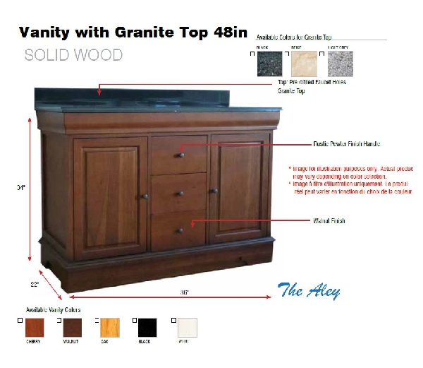 Picture of Vanity with Granite Top 36in Black