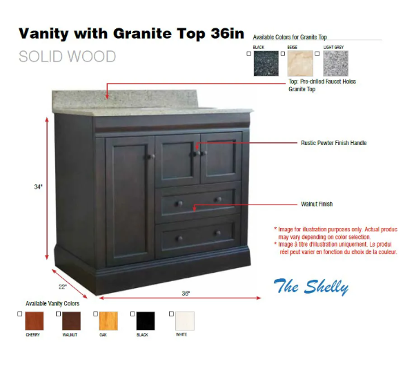 Picture of Vanity with Granite Top 36in Beige