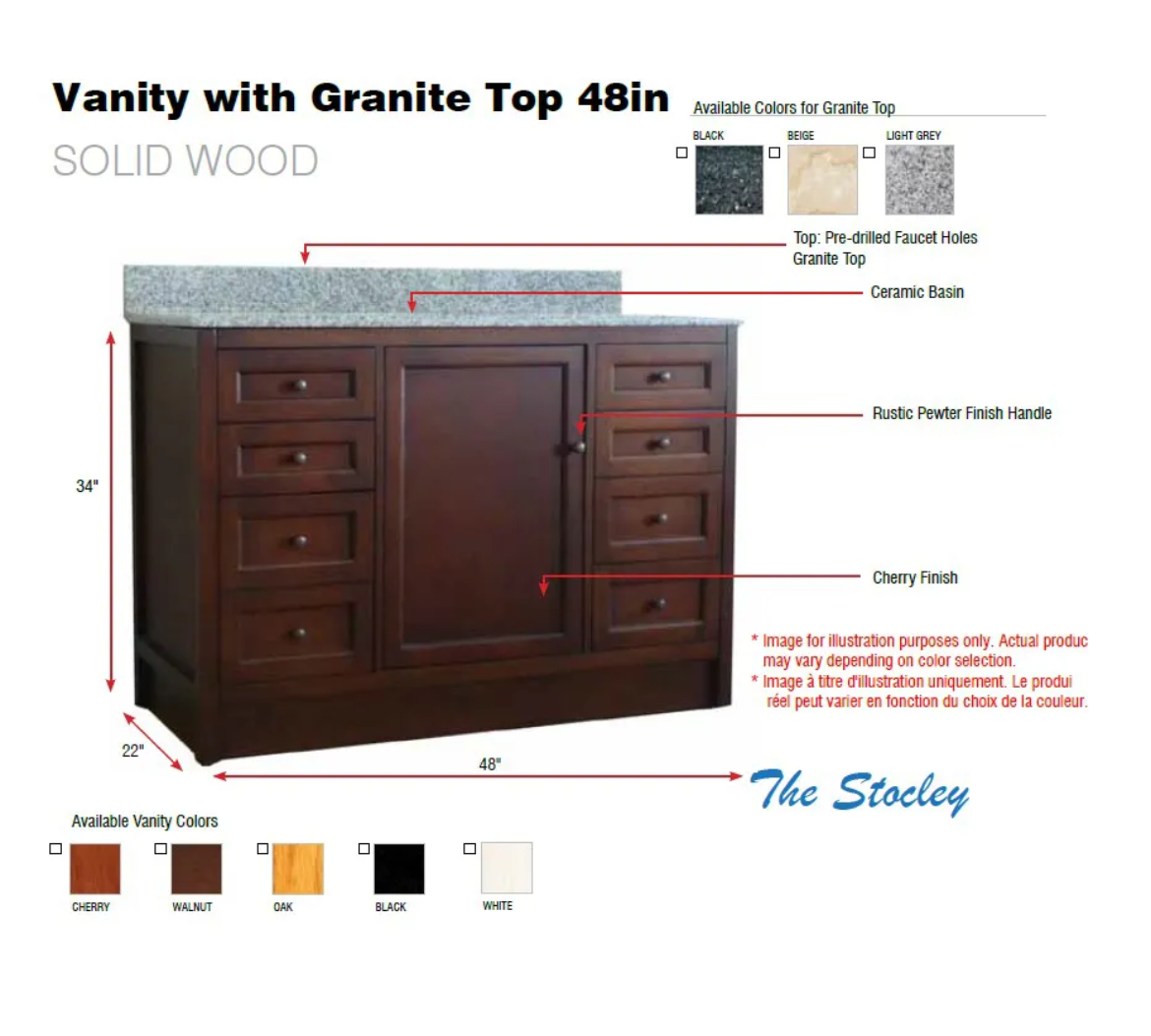 Picture of Vanity with Granite Top 48in Beige