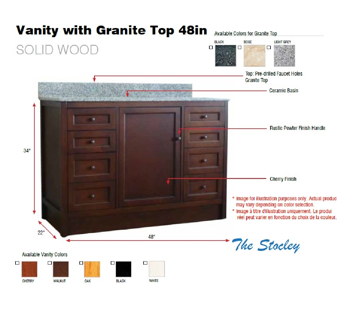 Picture of Vanity with Granite Top 48in White
