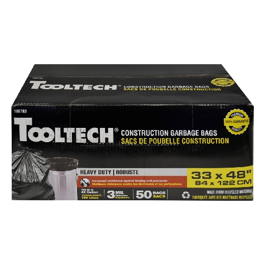 Picture of 50PK Construction Garbage Bags 33x48in 3mil Black