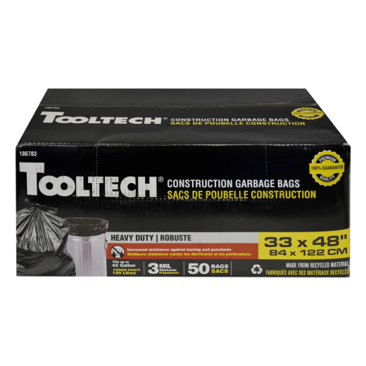 Picture of 50PK Construction Garbage Bags 33x48in 3mil Black