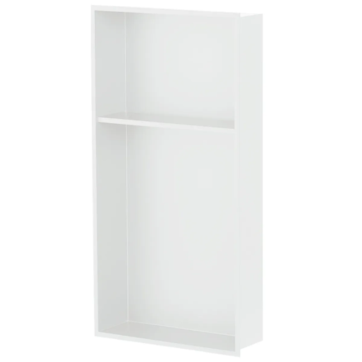 Picture of Stainless Steel Shower Niche W12 x H24 x D3.94in White Double Shelf