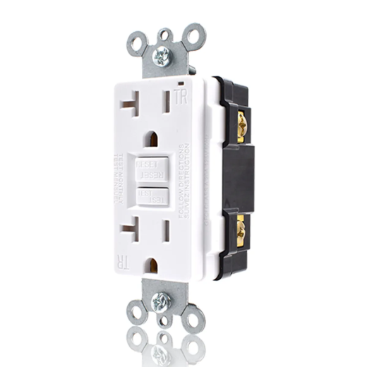 Picture of Decora GFCI Receptacle with Wall Plate T/P 20Amp White