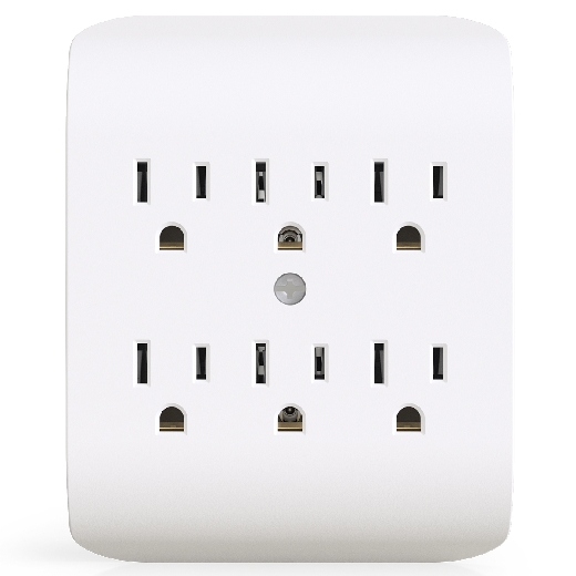 Picture of Grounded Wall Adapter 6-Outlet 3 to 3 Prong White