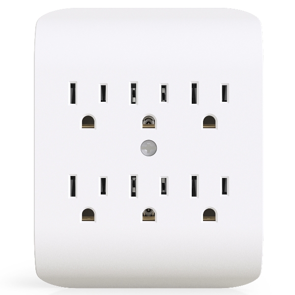 Picture of Grounded Wall Adapter 6-Outlet 3 to 3 Prong White