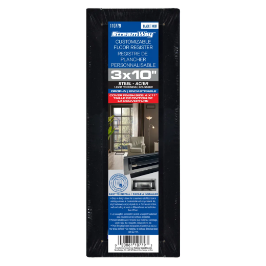 Picture of Floor Register Steel 3in x 10in Drop-in Black