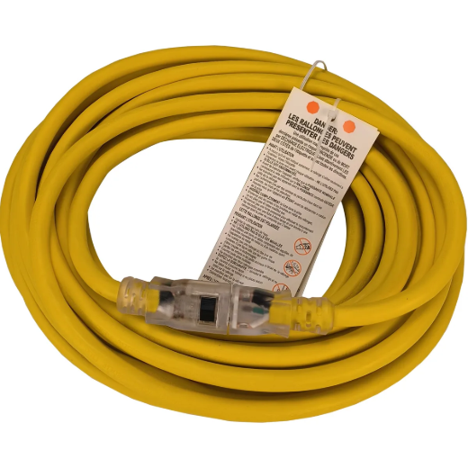 Extension Cord Outdoor SJTW 14/3 Single Tap Yellow 50ft