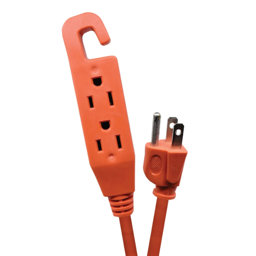 Extension Cord Indoor SJTW 16/3 3-Tap 50ft Orange