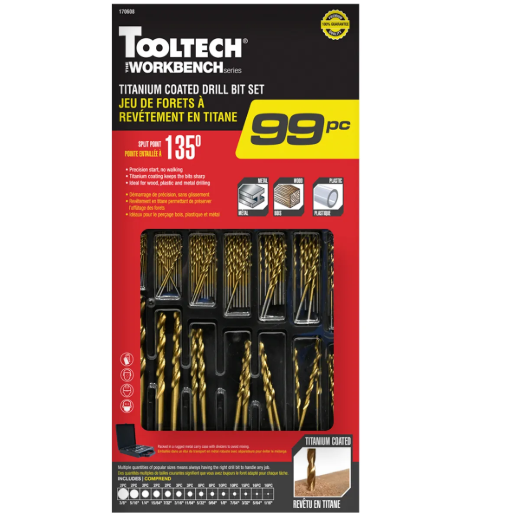 99PC Drill Bits Titanium Coated Set
