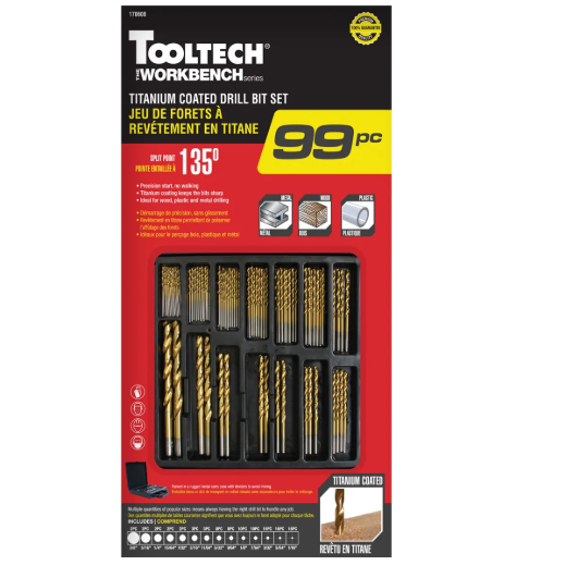 99PC Drill Bits Titanium Coated Set