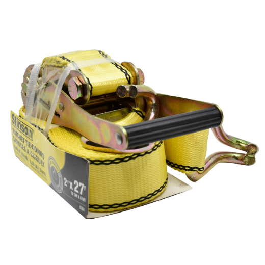 Tie Down Ratchet Strap With J-Hooks 2in x 27ft 3333lb