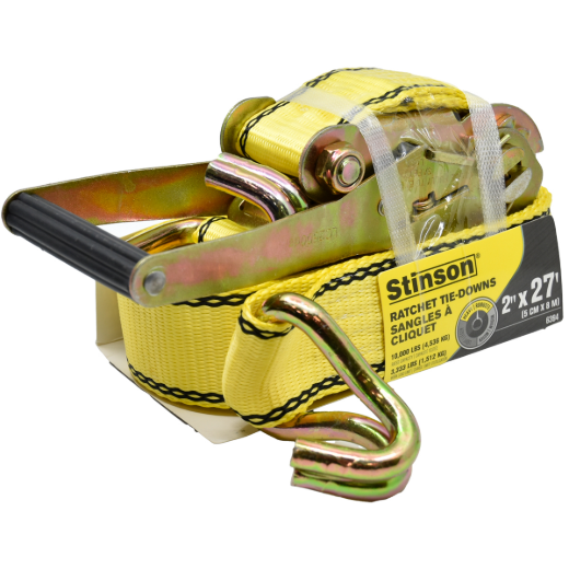 Tie Down Ratchet Strap With J-Hooks 2in x 27ft 3333lb