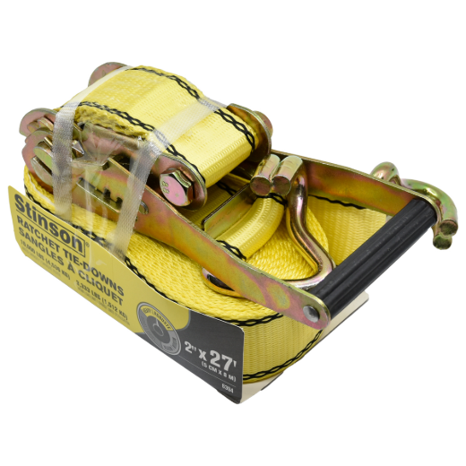 Tie Down Ratchet Strap With J-Hooks 2in x 27ft 3333lb