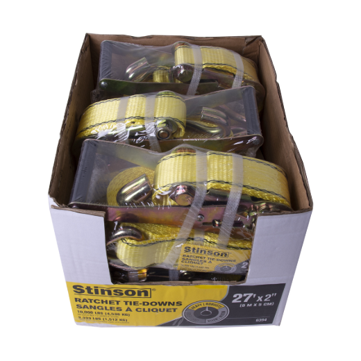 Tie Down Ratchet Strap With J-Hooks 2in x 27ft 3333lb