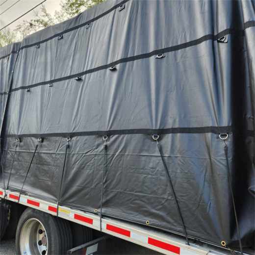 Heavy Duty Flatbed Steel Tarp 16ft x 27ft 14oz Vinyl 58lb Black
