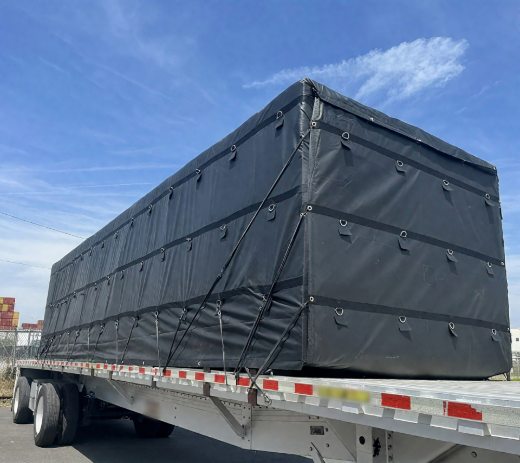 Heavy Duty Flatbed Steel Tarp 16ft x 27ft 14oz Vinyl 58lb Black