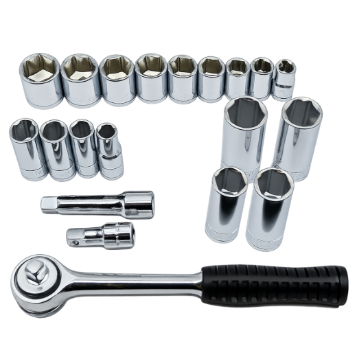 21PC Socket SAE 3/8in Drive Set With Case Cr-V