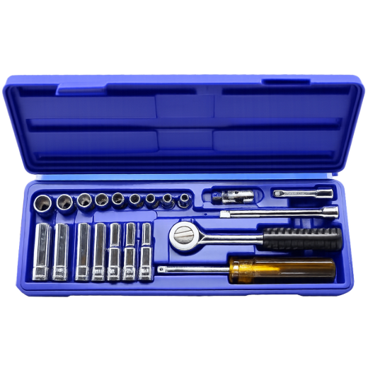 22PC Socket Metric 1/4in Drive Set With Case
