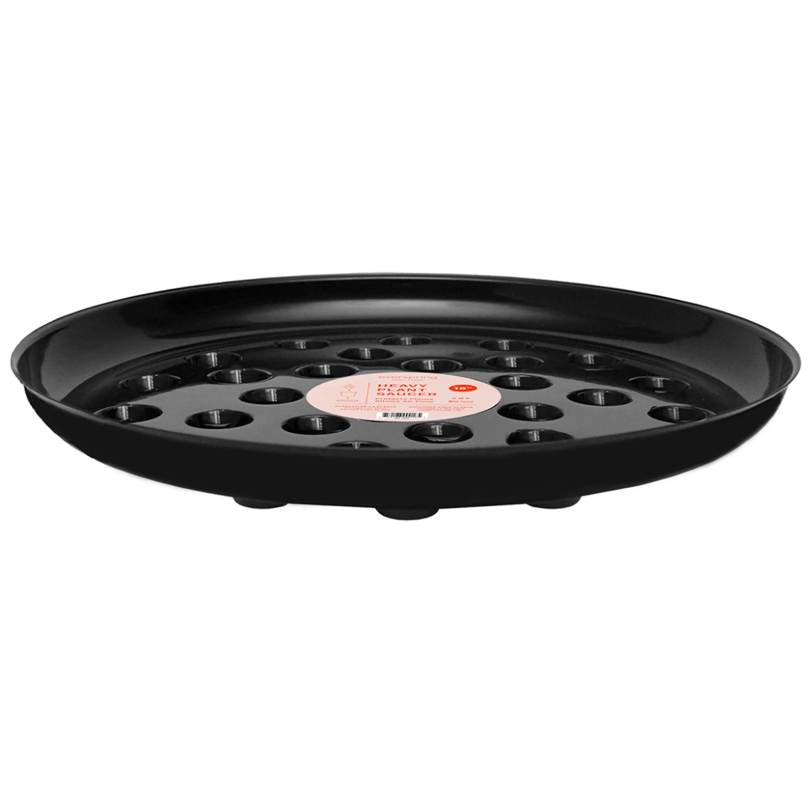 Plant Saucer Black Vinyl Heavy Footed Round 16in