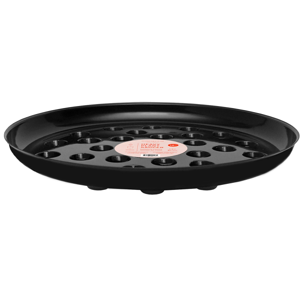 Plant Saucer Black Vinyl Heavy Footed Round 16in