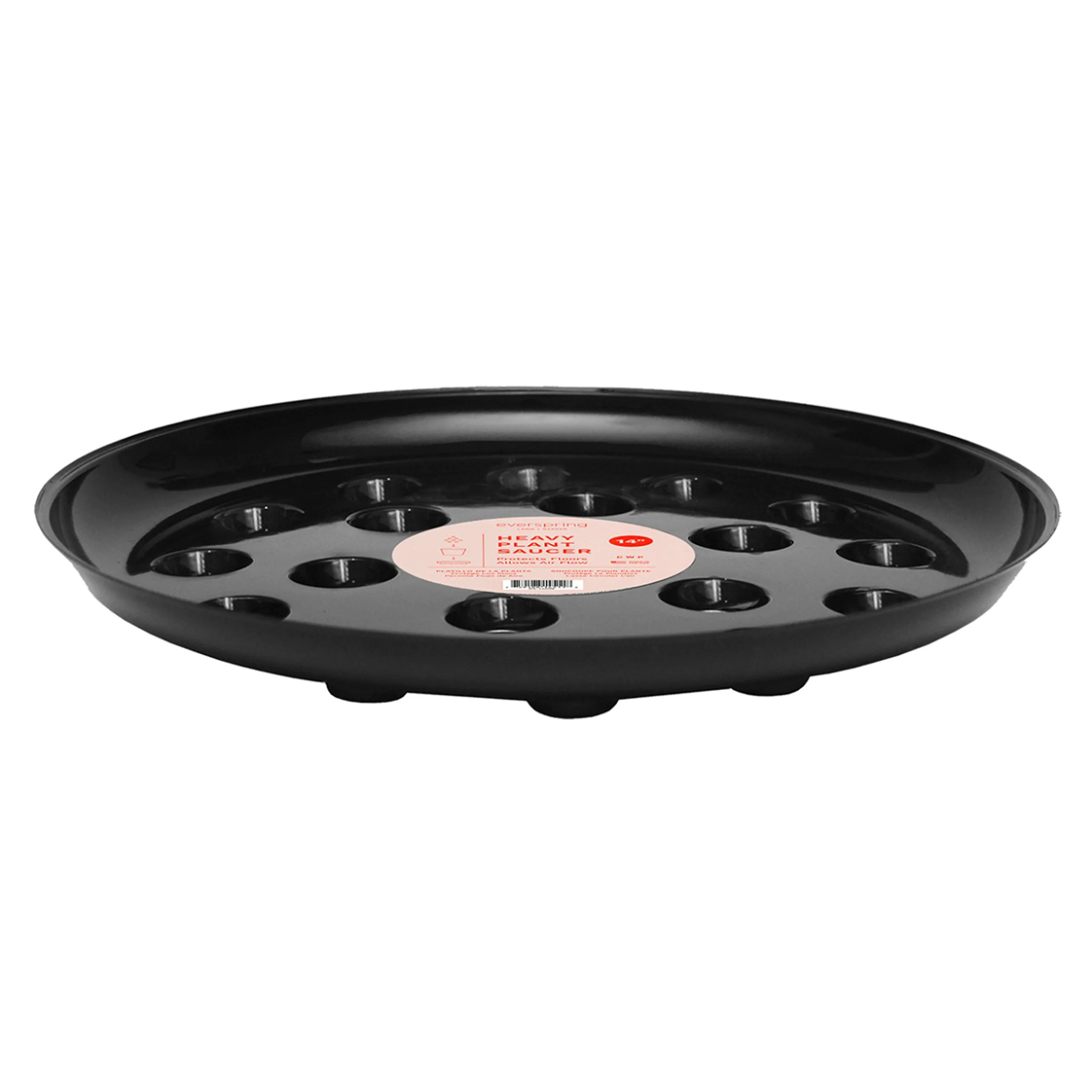 Plant Saucer Black Vinyl Heavy Footed Round 14in