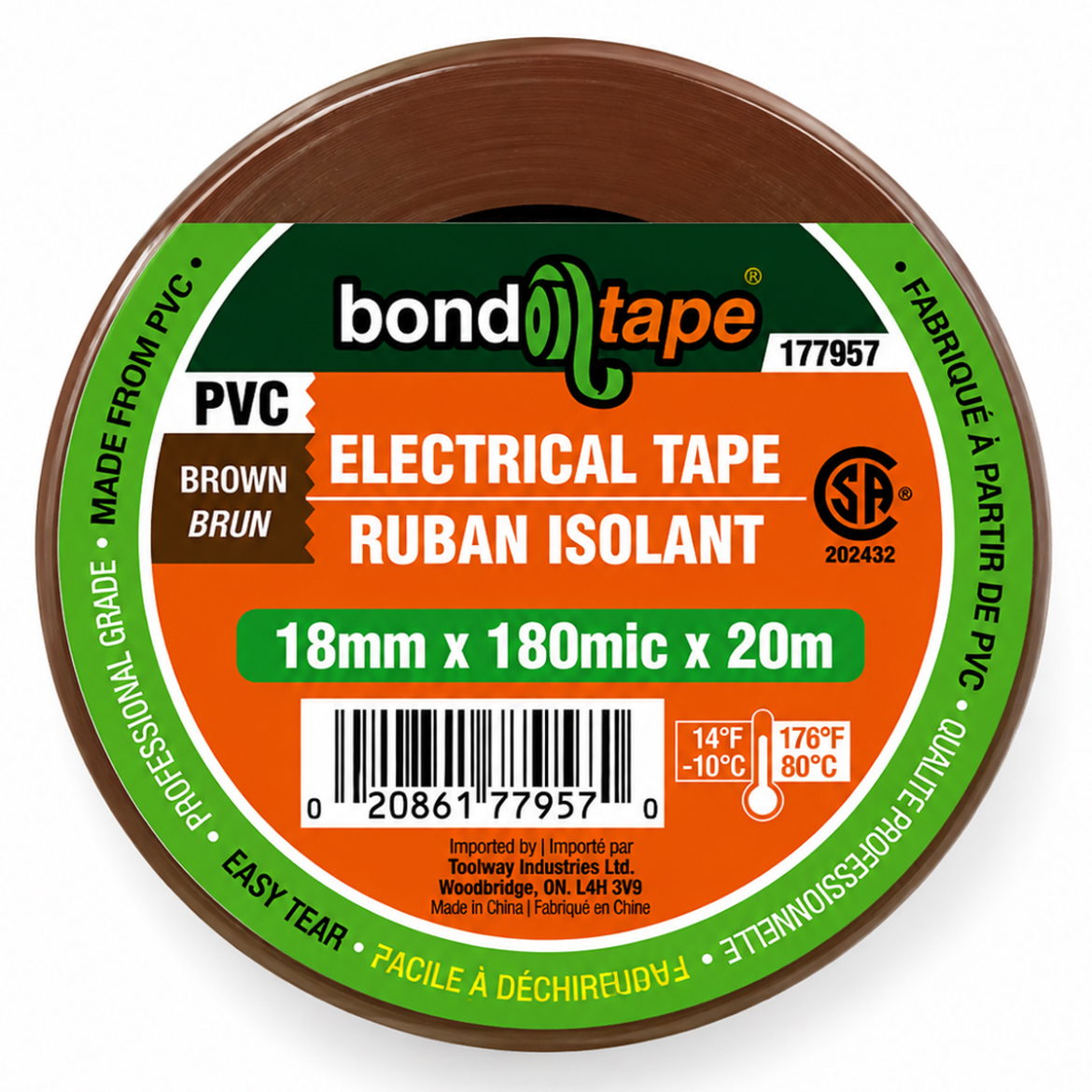 PVC Electrical Tape 18mm x 20m Brown