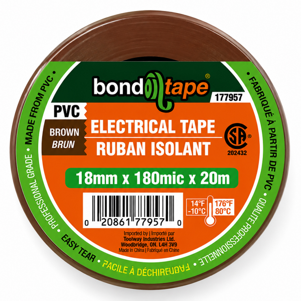 PVC Electrical Tape 18mm x 20m Brown