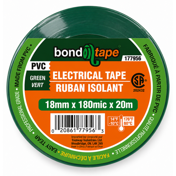 PVC Electrical Tape 18mm x 20m Green