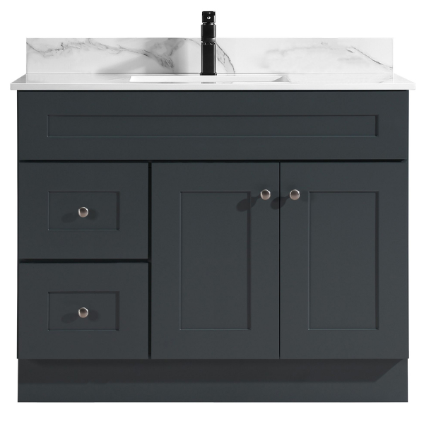 Newport Vanity Cabinet Only 2-Door/2-Drwr 42in x 21in Dk Gry( For Marble Top 188417)