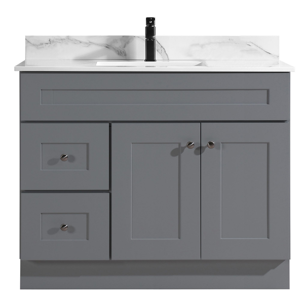 Newport Vanity Cabinet Only 2-Door/2-Drwr 42in x 21in Lt Gry(For Marble Top 188417)