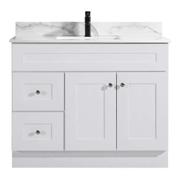 Newport Vanity Cabinet Only 2-Door/2-Drwr 42in x 21in White(For Marble Top 188417)