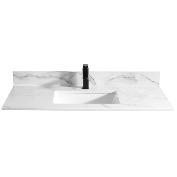 Eng. Marble Top Rectangle Undermount Sink 43in x 22in Wht/Gry