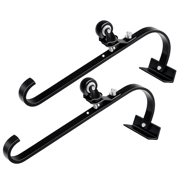 2PK Carbon Steel Ladder Roof Hooks With Fixed Wheel Swivel Bar And Secure Straps 600lb