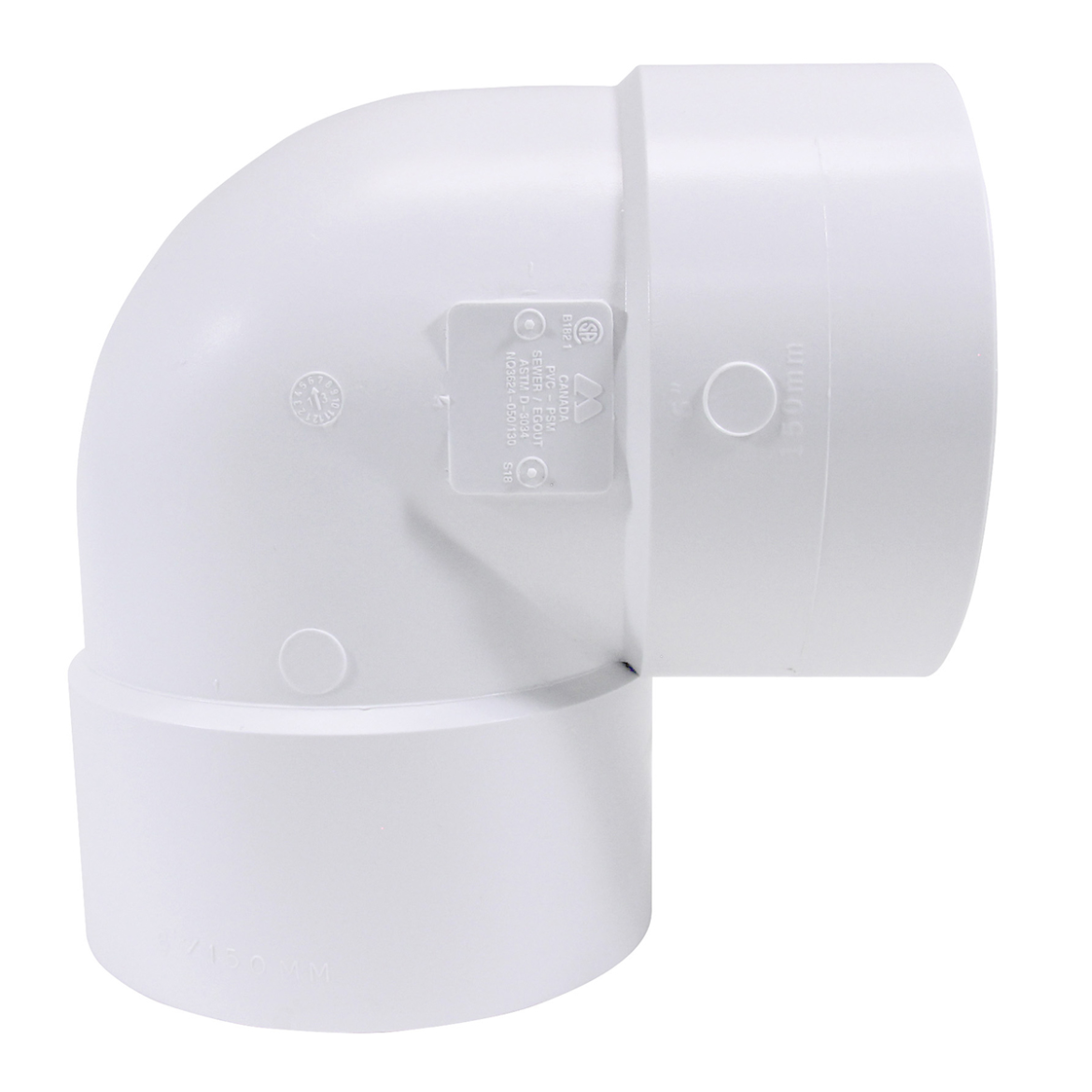 PVC Sewer Elbow 90° x 6in (HxH) White