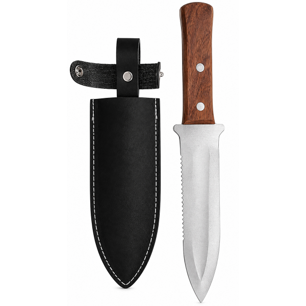 Multi-Purpose Garden Hori Hori Knife with Leather Pouch