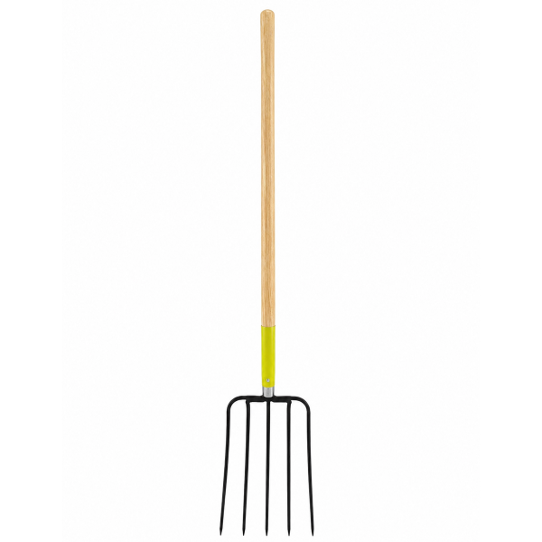 6-Tine Manure Fork with Wood L-Handle 59in