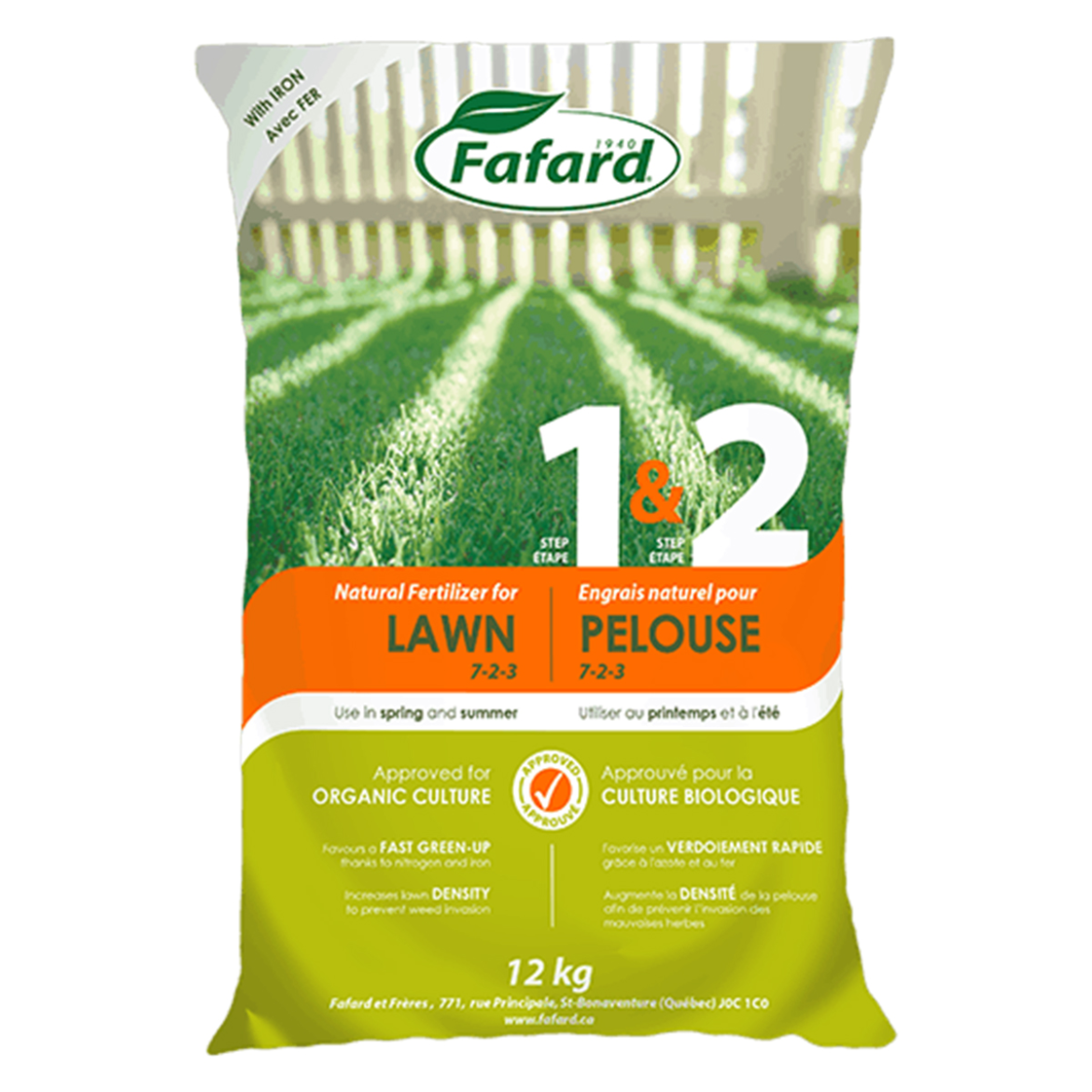 Fafard Hen Manure Based Lawn Fertilizer  7-2-3 + 1% Iron 12kg