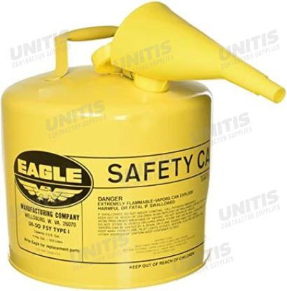 Eagle 5 Gallon Type 1 Yellow Safety Gas Can with Funnel