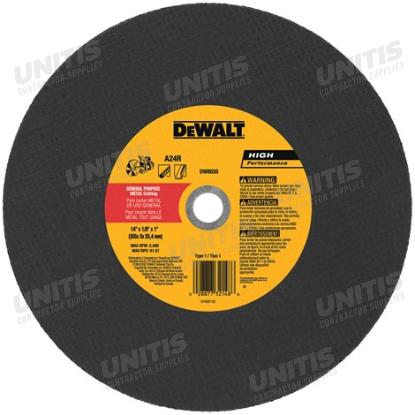 Dewalt Cut-Off Wheel 14" for Metal - 1" Arbor - Non-Stihl Saws