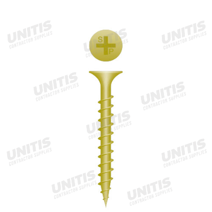 Drywall Screw / Wood Screw - #6 x 1-1/2" - Gold - 6000/box - Phillips Bugle Head