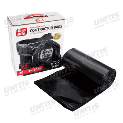 Trash Bags 55 Gallon 3 Mil Black - 20 box